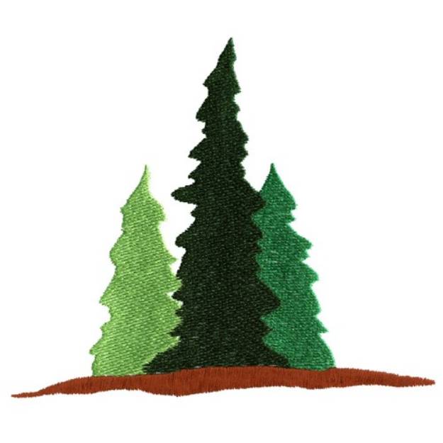 Picture of Three Evergreens Machine Embroidery Design