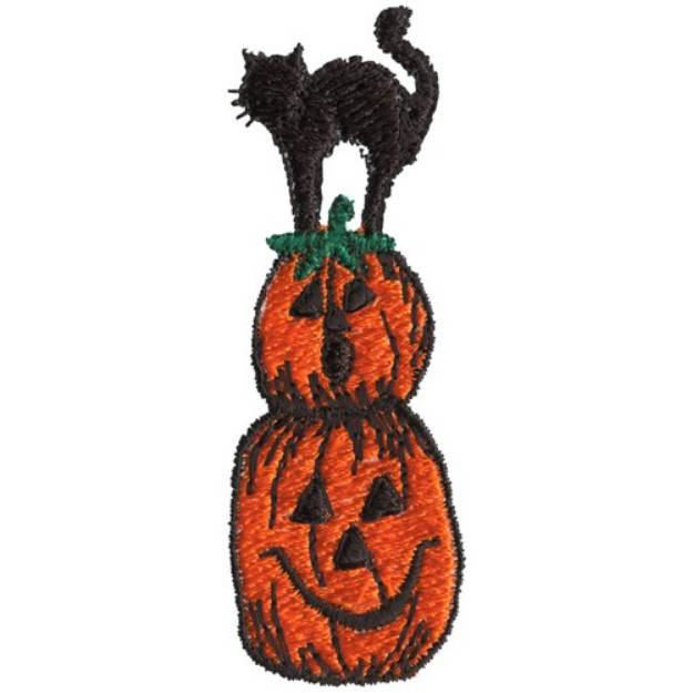 Picture of Pumpkins & Cat Machine Embroidery Design