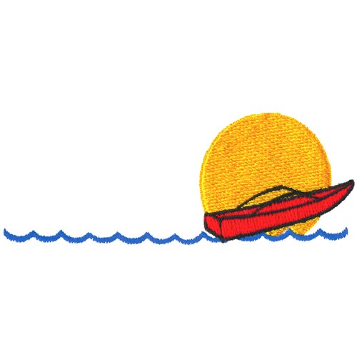 Motorboat in Sun Machine Embroidery Design