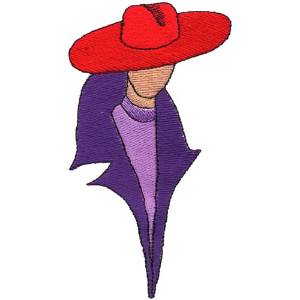 Picture of Gal in Red Hat Machine Embroidery Design