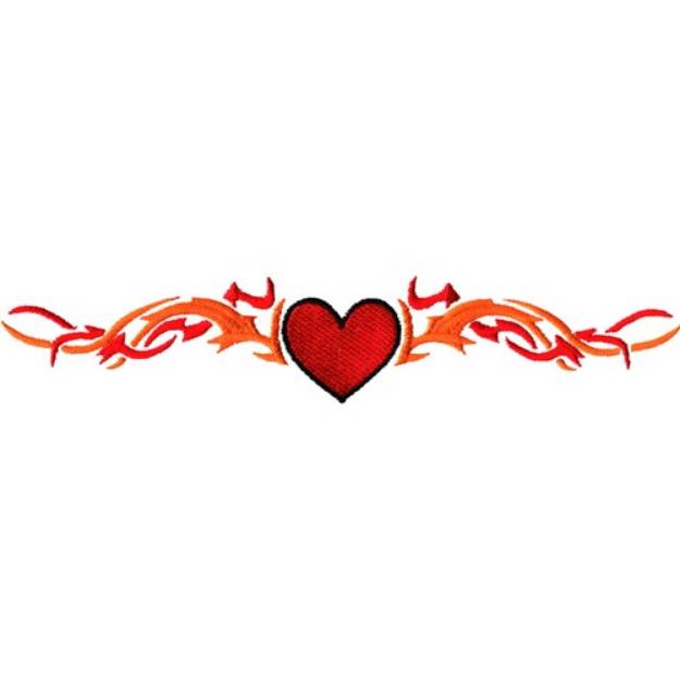 Picture of Heart Tribal Flame Machine Embroidery Design