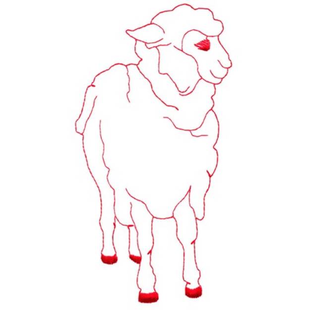 Picture of Sheep Redwork Machine Embroidery Design