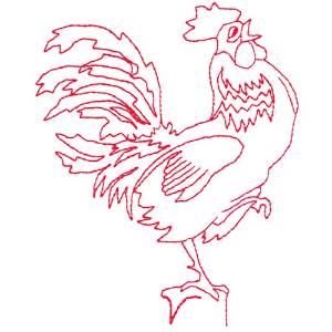 Picture of Rooster Redwork Machine Embroidery Design