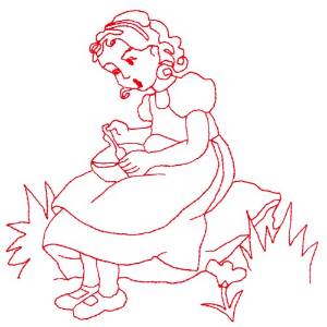 Picture of Miss Muffet Redwork Machine Embroidery Design