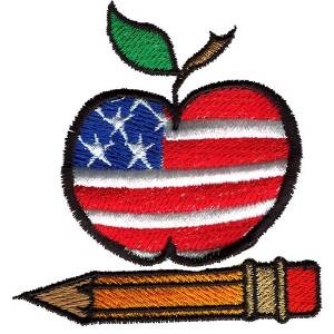 Picture of Patriotic Apple & Pencil Machine Embroidery Design