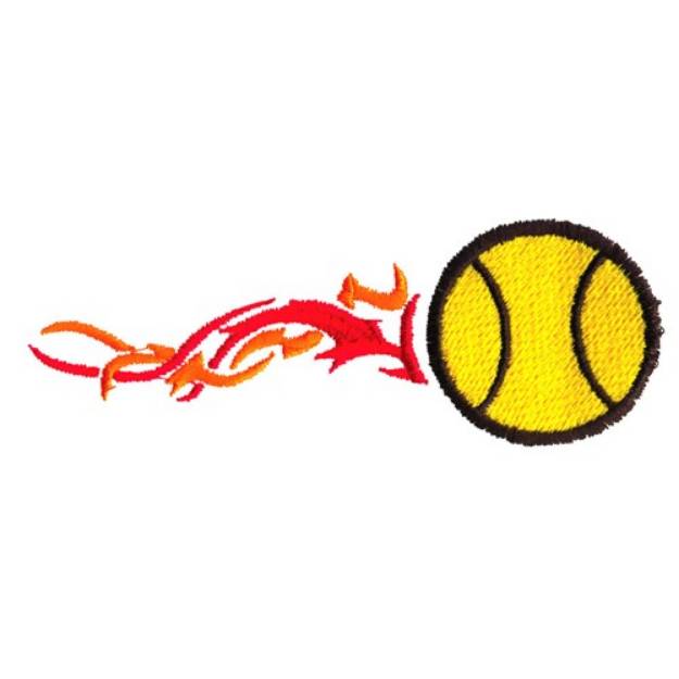 Picture of Flaming Tennis Ball Machine Embroidery Design