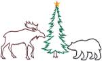 Picture of Moose, Bear, Tree Machine Embroidery Design