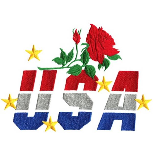 Picture of USA Rose Machine Embroidery Design