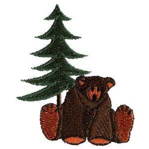 Picture of Brown Bear And Pine Machine Embroidery Design