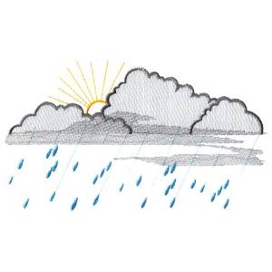 Picture of Rain Cloud Scene Machine Embroidery Design