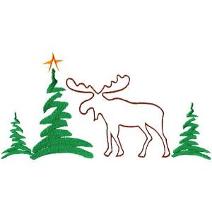 Picture of Christmas Moose Outline Machine Embroidery Design