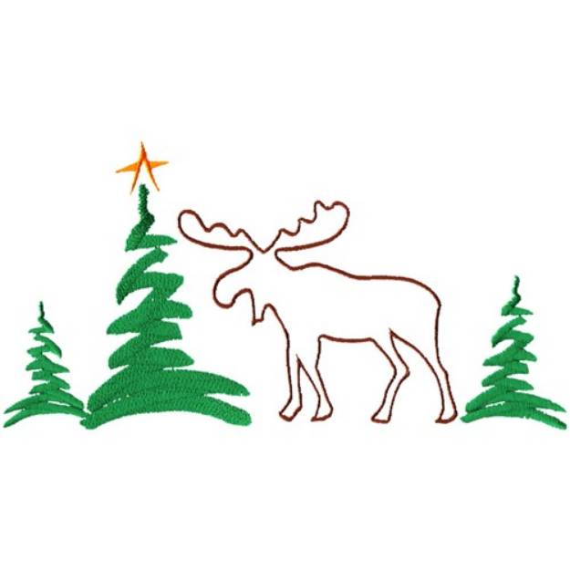 Picture of Christmas Moose Outline Machine Embroidery Design