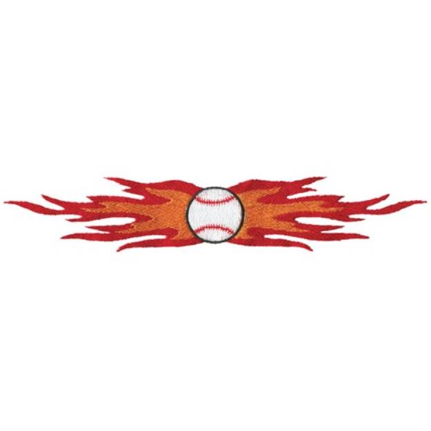 Picture of Flaming Baseball Machine Embroidery Design