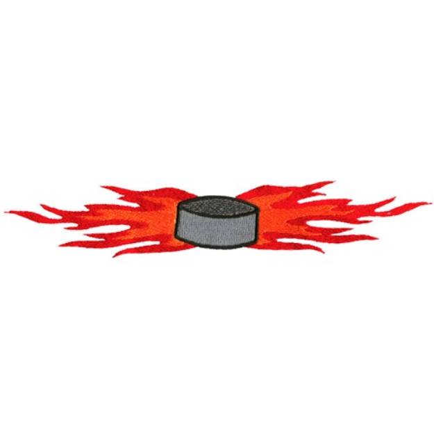 Picture of Flaming Hockey Puck Machine Embroidery Design