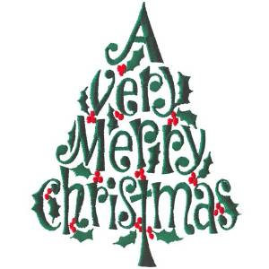 Picture of Merry Christmas Tree Machine Embroidery Design
