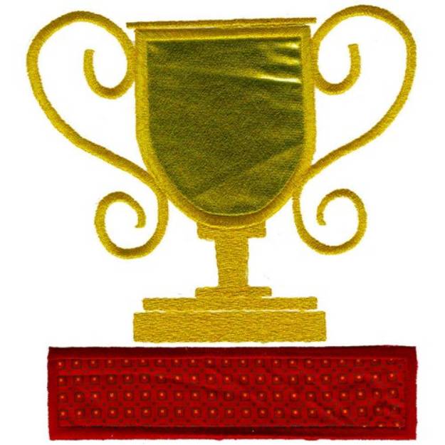 Picture of Trophy over Rectangle Machine Embroidery Design