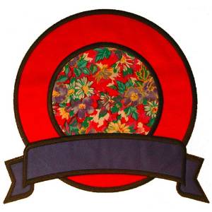 Picture of Double Circle with Banner Machine Embroidery Design