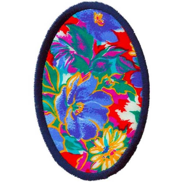Picture of Floral Oval Applique Machine Embroidery Design