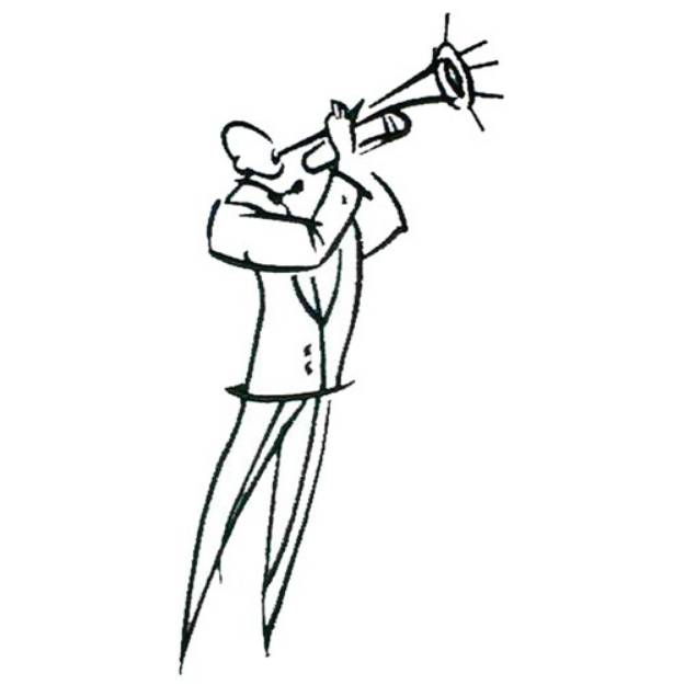 Picture of Trumpet Player Outline Machine Embroidery Design