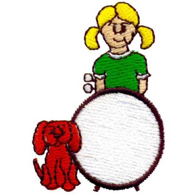 Picture of Girl and Drum Machine Embroidery Design
