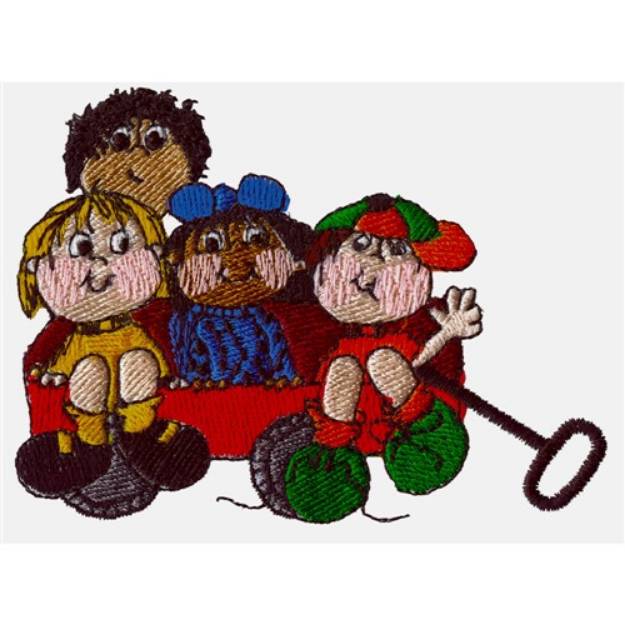 Picture of Kids in Wagon Machine Embroidery Design