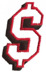Picture of Club 2 Dollar Sign Machine Embroidery Design
