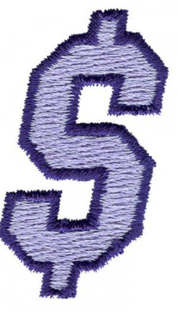Picture of Club 3 Dollar Sign Machine Embroidery Design