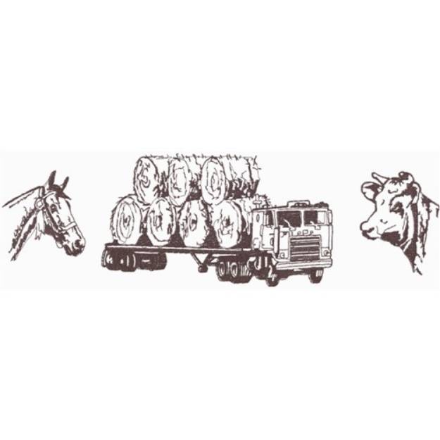 Picture of Hay Trucking Outline Machine Embroidery Design
