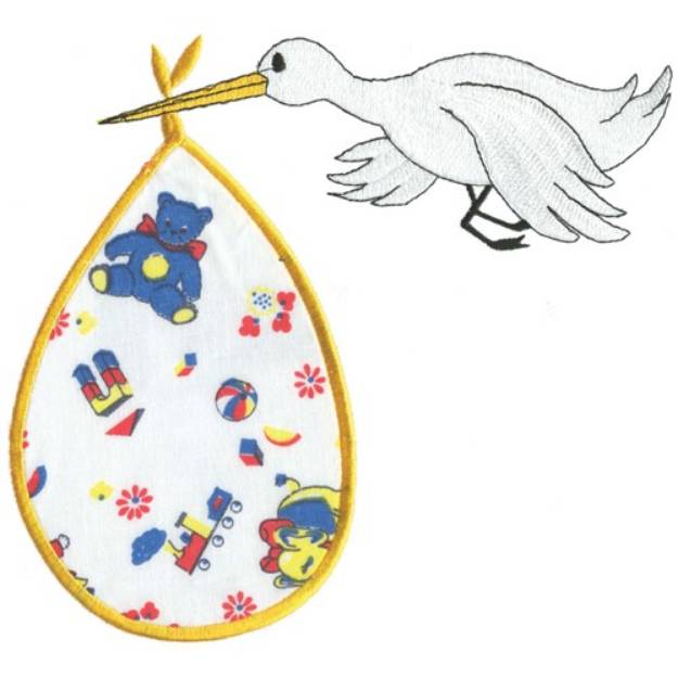 Picture of Stork Applique Machine Embroidery Design