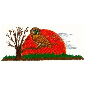 Picture of Owl Sunrise Machine Embroidery Design
