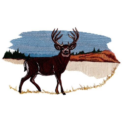 Deer Scene Machine Embroidery Design