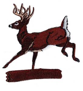 Picture of Deer Leaping Log Machine Embroidery Design