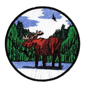 Picture of Moose Scene Circle Machine Embroidery Design