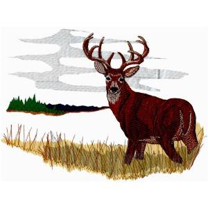 Picture of Whitetail Deer Scene Machine Embroidery Design