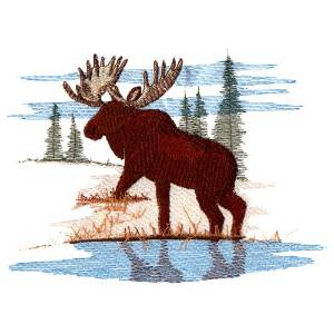 Picture of Moose Scene Machine Embroidery Design