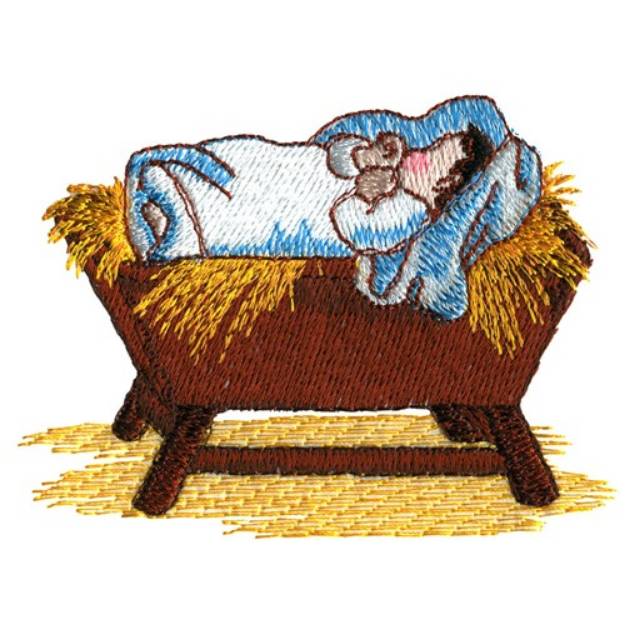 Picture of Baby in Manger Machine Embroidery Design