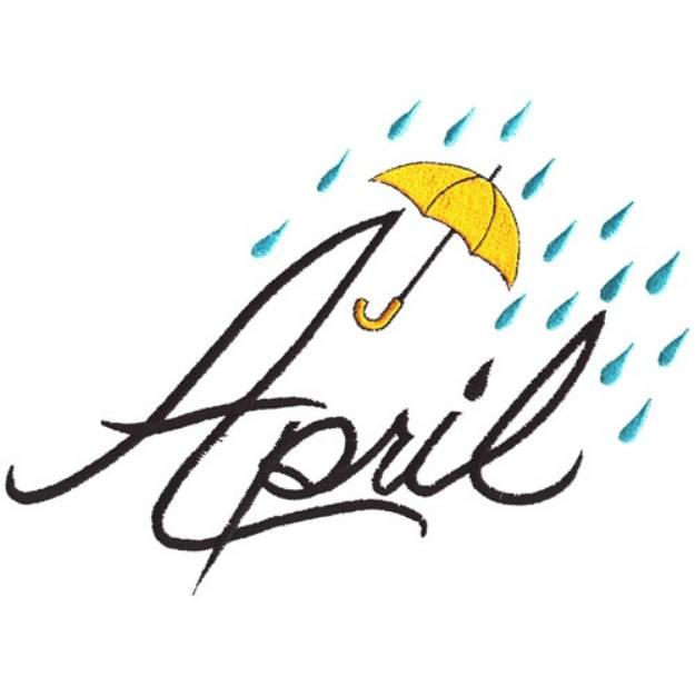 Picture of April with Umbrella Machine Embroidery Design