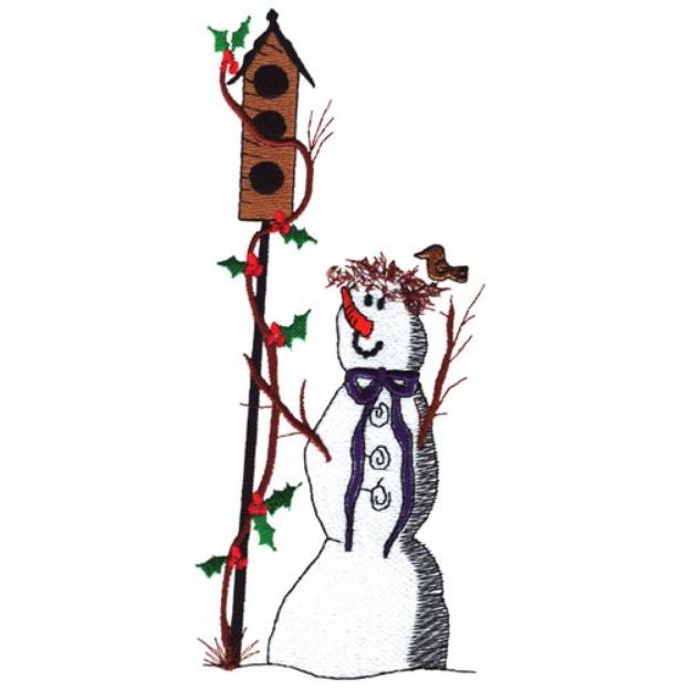 Picture of Birdhouse Snowman Machine Embroidery Design
