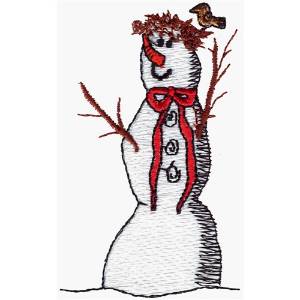 Picture of Snowman and Bird Machine Embroidery Design