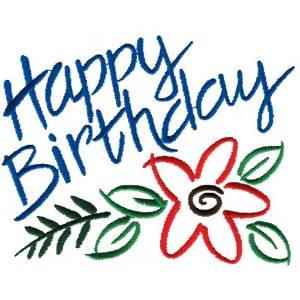 Picture of Happy Birthday Flower Machine Embroidery Design