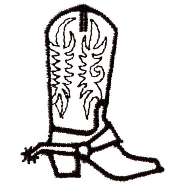 Picture of Western Boot Outline Machine Embroidery Design