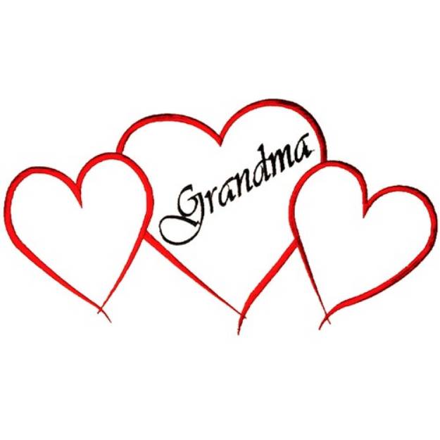 Picture of Grandma Hearts Outline Machine Embroidery Design