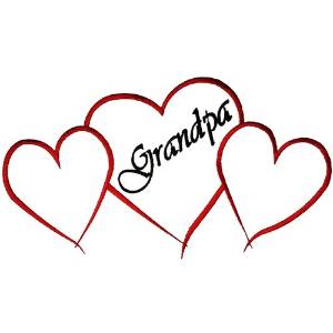 Picture of Grandpa Hearts Outline Machine Embroidery Design