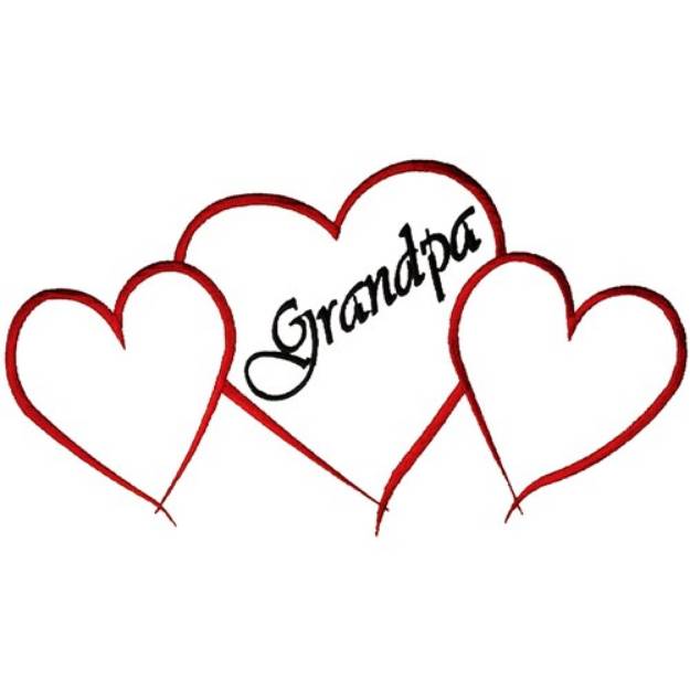 Picture of Grandpa Hearts Outline Machine Embroidery Design