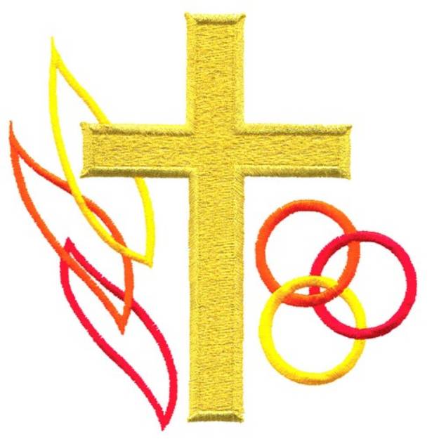 Picture of Cross, Flame & Rings Machine Embroidery Design