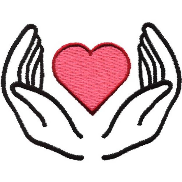 Picture of Cupped Hand & Heart Machine Embroidery Design