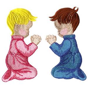 Picture of Little Boy & Girl Praying Machine Embroidery Design