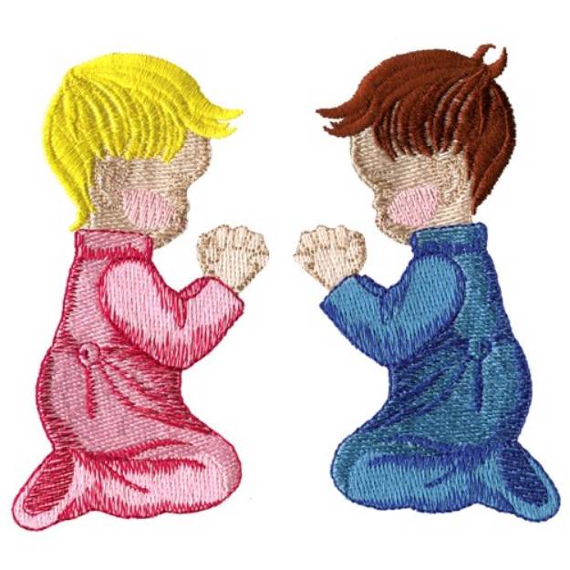 Picture of Little Boy & Girl Praying Machine Embroidery Design