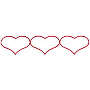 Picture of Three Hearts Outline Machine Embroidery Design