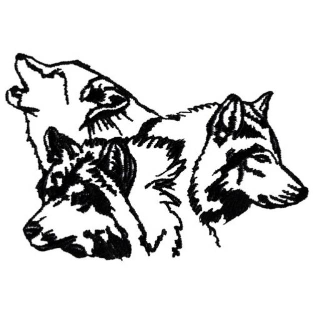 Picture of Wolf Pack Outline Machine Embroidery Design